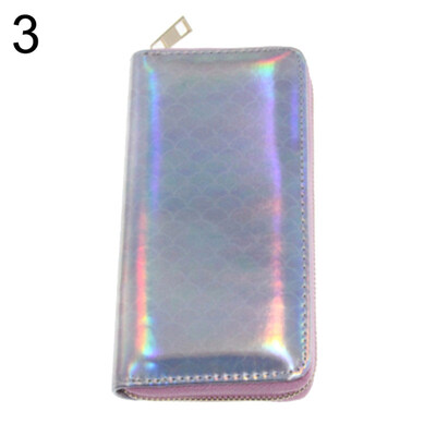 

Fashion Women Shell Holographic Laser Faux Leather Long Wallet Clutch Purse