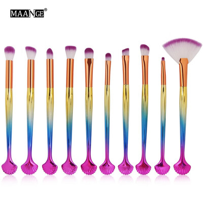 

10pcs Shell eye makeup brush Handle Cosmetic Foundation Eyeliner Eyebrow Lip Brush Up Brush Tool Women makeup brush