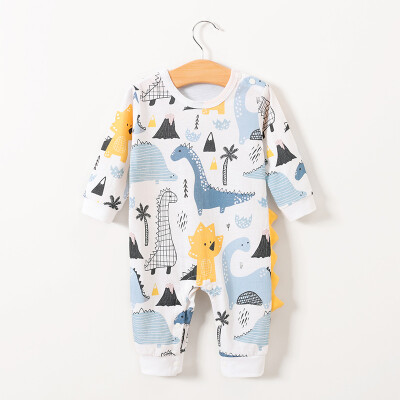 

Autumn Baby Boy Girl Casual Romper Infant Cartoon Dinosaur Print Long Sleeve Children Bodysuit Jumpsuit Outfits