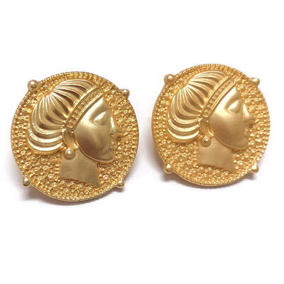 

Metal Stud Earrings for Women Portrait Earrings Studs Geometric Disc Post Earrings Gold Color