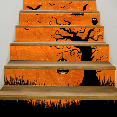 

Toponeto Halloween 3D Sticker Crow Tombstone Staircase Sticker Waterproof Wall Sticker