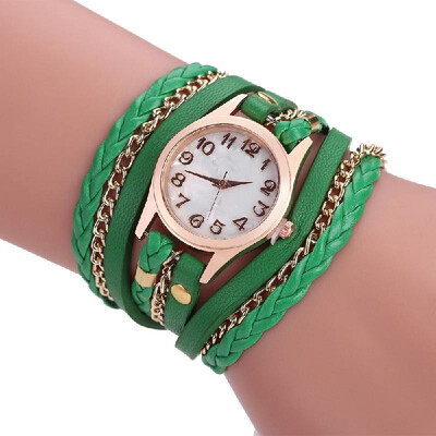 

Luxury Vintage Leather Mujer Bracelet Watch Men Women Wristwatch Fashion Casual Analog Ladies Watches Relogio Weave Wrap Quartz Cl