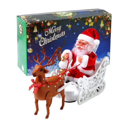 

Christmas Festival Style Toy Cute Intelligent Santa Claus With Elk Plastic Cloth Moving Voice luminescent Funny Toys With Box