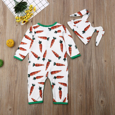 

Newborn Baby Girl Boy Button Clothing Romper Jumpsuit Bodysuit Hat Outfit Set