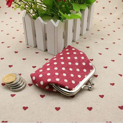 

Women Girls Small Wallet Change Coin Purse Hasp Polka Dots Clutch Holder Bag