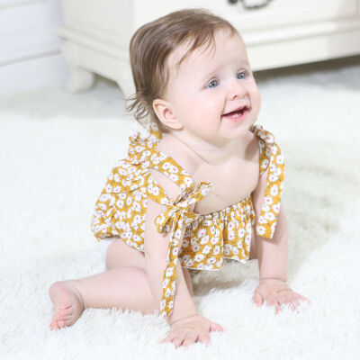 

Children Clothing Summer Infant Child Jumpsuit For Baby Girls Strapless Sling Floral Romper