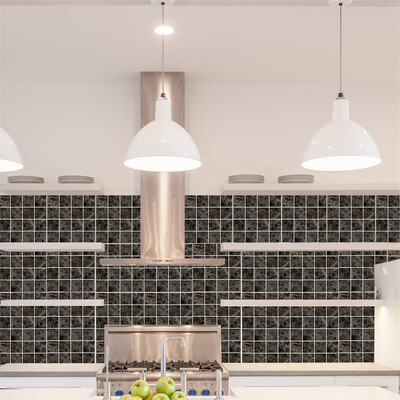 

Gobestart DIY 3D Mosaic Self Adhesive Wall Tile Sticker Vinyl Home Kitchen Decoration