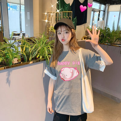 

New Arrival 2019 Summer Cotton Woman T-shirts Cartoon Print Student T Shirt for Girl Casual Everyday Female Loose T-shirts
