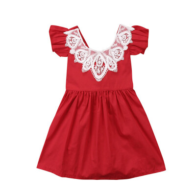 

Newborn Toddler Girls Summer Lace Dress Vestidos Kids Baby Girl Princess Dresses Flare Sleeve Sundress Cotton Clothes