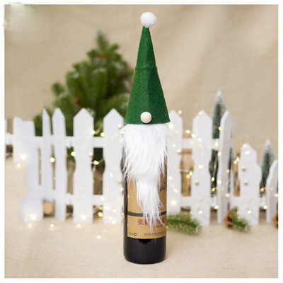 

Toponeto Adorable Wine Bottle Cover Artificial Beard Christmas Decor Xmas Santa Claus Set