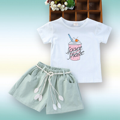 

Summer Baby Girls Clothes Set ChildrenS Clothing Fruit T-Shirt Shorts Suit Clothing Set Girls Suits