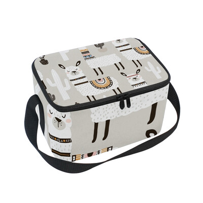

ALAZA Lunch Box Insulated White Llama Lunch Bag Large Cooler Tote Bag for Men Women