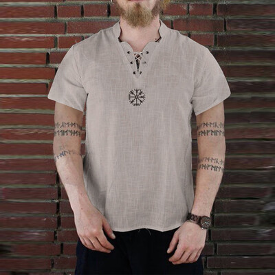 

Toponeto Mens Summer New Style Fashion Pure Cotton And Hemp Short Sleeve Comfortable Top