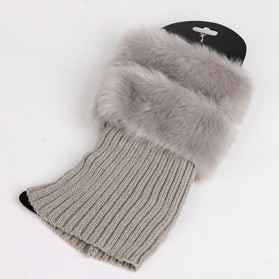 

New Women Winter Fashion Knitted Socks Leg Warmer Socks Plush Patchwork Warm Boot Cover Cuffs Gaiters Short Sock