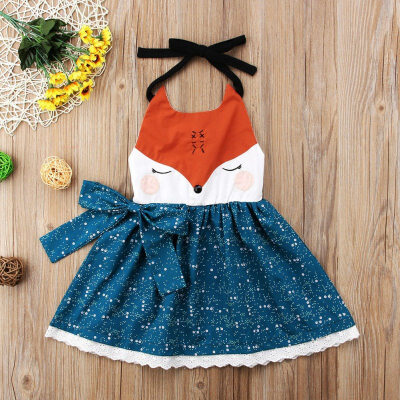 

Summer Casual Kids Girls Floral Animal Print Dress Cotton Kids Toddler Sleeveless Backless Pageant Sundress Children Dress