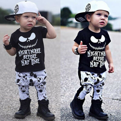 

Toddler Kid Baby Boys Skull Halloween Tops T-shirt Harem Pants Outfit Set fds