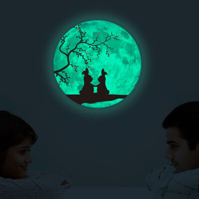 

Cartoon Luminous Wall Sticker Glow in the Dark Wall Stickers Home Room Decoration Sticker Decal Kissing Couples Fairy Moon Star