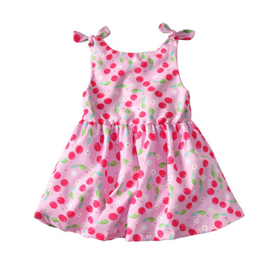 

Summer Kids Girls Dresses Casual Sleeveless Strap Floral Dress Beach Refreshing Dress Costume Baby Children Cotton Dresses