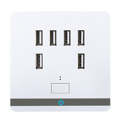 

6 Port USB Wall Charging Socket UK Standard Wall Charger Outlet Power Adapter Faceplate Socket Plate Panel