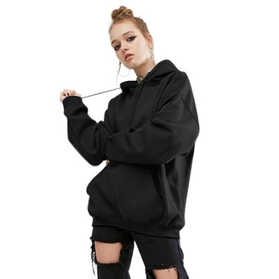 

2018 New Hoodie Pocket Hip Hop Solid Color Hooded Hoodies&Sweatshirts Plus Size Harajuku Casual Thick Loose Pullover