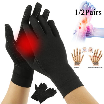 

12Pairs of Copper Anti-arthritic Gloves Fiber Non-slip Copper Compression Therapy Glove with Clamp