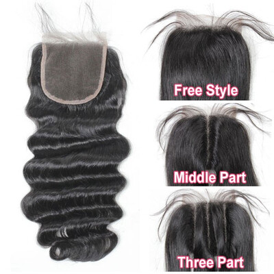 

Lace top closure 44" Loose wave Human hair medium brown Swiss lace