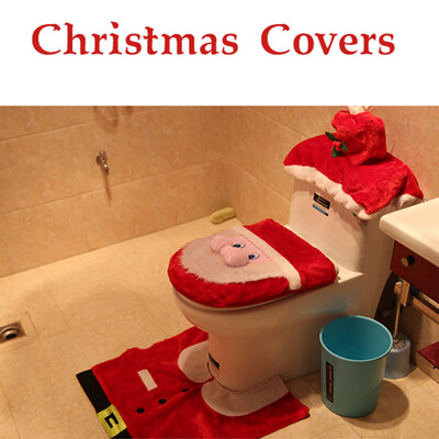 

Tailored 3PCS Fancy Santa Toilet Seat Cover&Rug Bathroom Set Christmas Decor