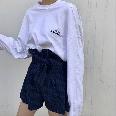 

Autumn Winter Cotton New Loose Tops Women Letter Print T-shirts Korean Style Round Neck Long-sleeved Loose Female Tops