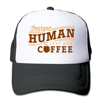 

POIWRI Instant Human Add Coffee Cool Adjustable Printing Snapback Mesh Hat Baseball Mesh Cap Trucker Hat