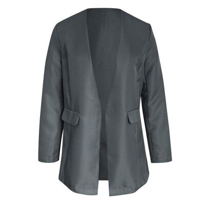 

Blazer women Autumn elegant long sleeve OL coat outerwear pocket office Fashion Jacket casual Plus Size tops
