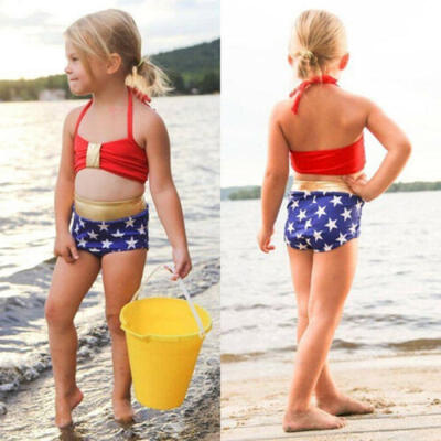 

UK Toddler Baby Girls Stars print Swimsuit Swimwear Swimming Bikini Set Costume