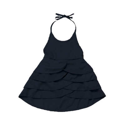 

Summer Kids Girls Black Strap Dress Girl Princess Dress Casual Sleeveless Costume Baby Children Cotton Backless Dresses