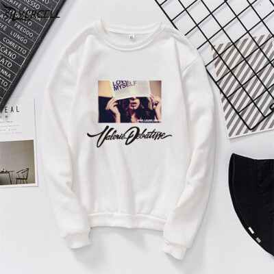 

Autumn Tops Women Sweatshirt Casual Loose New Plus Velvet Pullovers Loose Couples Printing Round Neck Clothes Tops