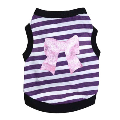 

Bow Striped Dogs Spring Summer Pet Clothes For Small Cat Dog puppy Pet Dog Shirt Puppy Cat Vest Shirt