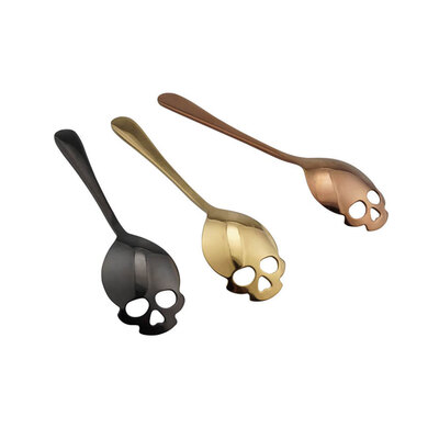 

Skull Shaped Spoon Stainless Steel Coffee Teaspoon Dessert Ice Cream Sweets Teaspoon Halloween Decoration