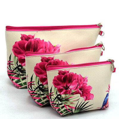 

Tailored Fashion Women Printing Leather Zipper Handbags Cosmetic Bag Makeup Pouch Purses