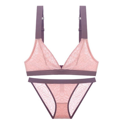 

Sexy Lace Unlined Thin Vest Triangle Cup Seamless Lingerie Wide shoulder Push Up Bra Adjusted-Straps Hollow Out Floral Underwear