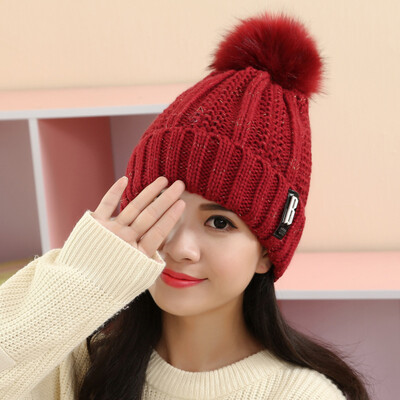 

Hat female winter tide student youth Korean version of the new Korean minimalist knitted hat thickened hundred letter hair hat