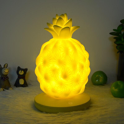 

USB charging three files dimming pineapple night light childrens bedroom bedside lamp led fruit touch silicone pat light