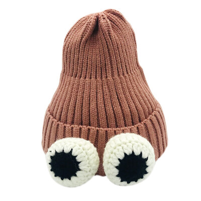 

Baby Caps Winter Newborn cartoon big eyes knitted headgear pink warm Baby soft cute hat