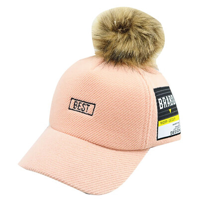 

Boys Girls Children Caps Hats Adjustable Sun Protection Hat Plush Ball Design Casual Letters Print Visors