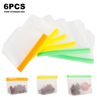 

6pcsset Reusable Food snack Packaging Bag Extra thick bag FDA-grade zipper lunch