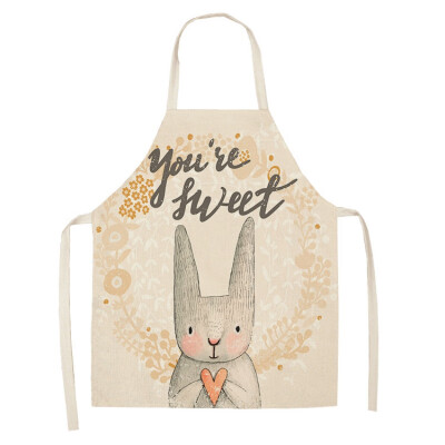 

1Pcs 6849cm Lovely Cartoon Rabbit Printed Kitchen Aprons for Women Kids Sleeveless Cotton Linen Cooking Cleaning Tools