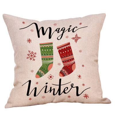 

Tailored Merry Christmas Pillow Cases Cotton Linen Sofa Cushion Cover Home Decor
