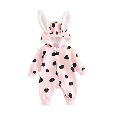 

New Autumn Baby Boy Girl Casual Dot Ear Design Hoodie Romper Infant Long Sleeve Jumpsuit Costumes