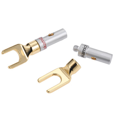 

Y Spade Speaker Plugs Red & Black Adapter Gold Plated&Silver Plated Left&Right Channels Audio Screw Fork Connector Adapter