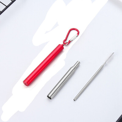 

Reusable Metal Telescopic Drinking StrawsBrush Travel Foldable Portable Straws