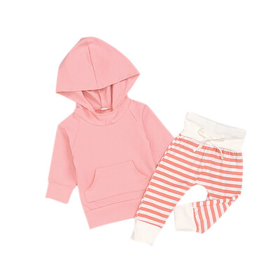

Baby Clothes Infant Toddler Newborn Baby Girl Clothes Long Sleeve Hoodie TopStriped Pants Outfits Set 2pcs
