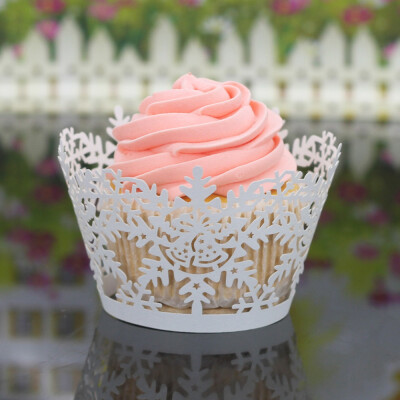 

Tailored 24Pcs Christmas Hollow Lace Cup Cake Paper Case Wraps Cupcake Wrapper Black