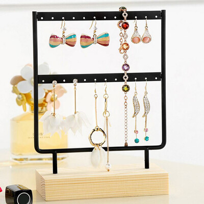 

Gobestart Wood Base Metal Jewelry Holder Display Stand Dangle Earrings Hanging 24 Holes